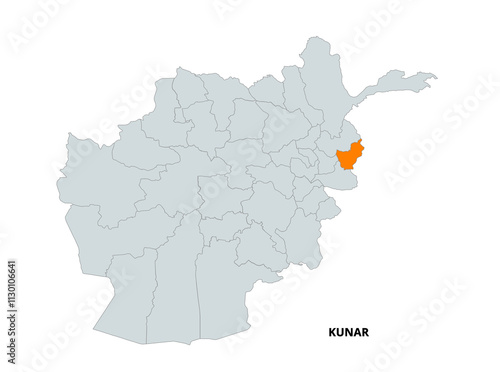 Map Highlighting Kunar Province in Afghanistan With Neighboring Areas photo