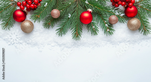 Festive green pine branches...