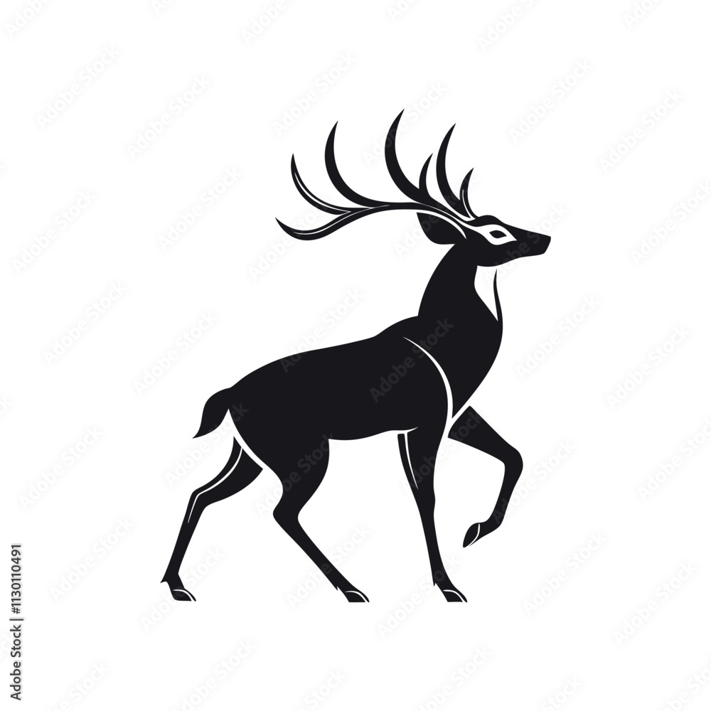 Fototapeta premium deer silhouette vector icon isolated on white background