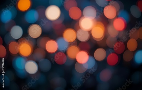 A colorful bokeh background with blurred  light in various shades of red, orange, blue, and white.