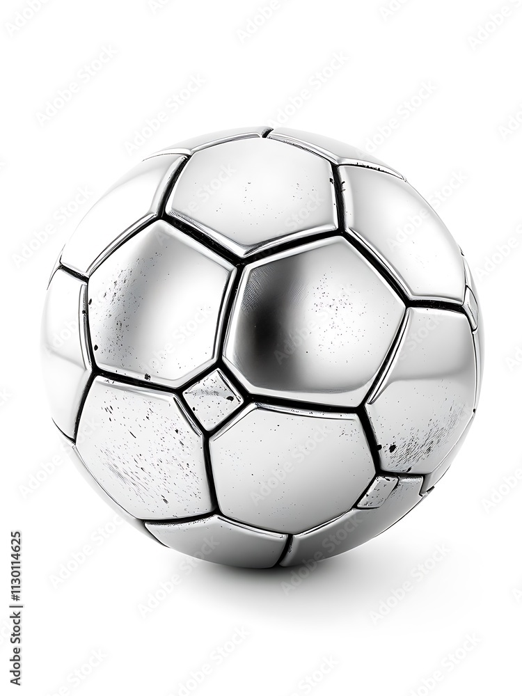 Fototapeta premium Silver Soccer Ball 3D Render. AI Generated