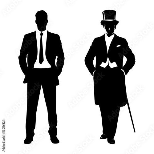 Vector silhouettes of a men on white background