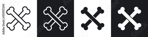 Bones icons pack in black and white filled and outlined versions.