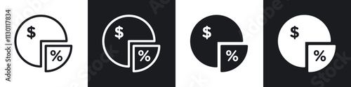 Dividend icons pack in black and white filled and outlined versions.