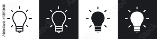 Idea icons pack in black and white filled and outlined versions.