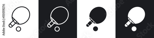 Ping pong icons pack in black and white filled and outlined versions.