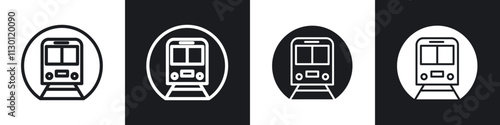 Subway icons pack in black and white filled and outlined versions.