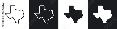 Texas icons pack in black and white filled and outlined versions.