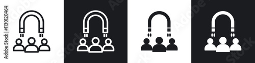 User engagement icons pack in black and white filled and outlined versions.