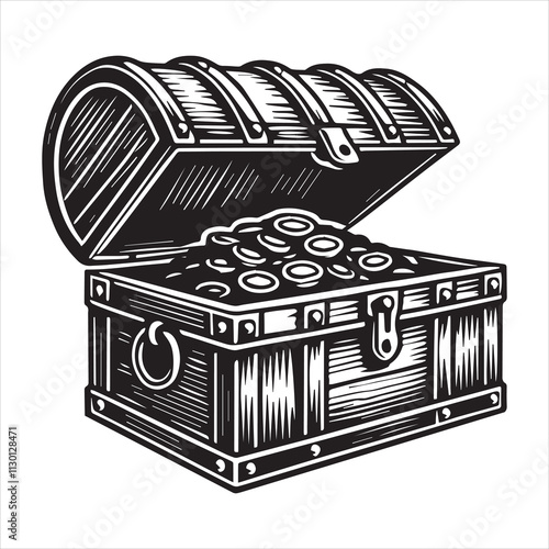 Rustic Wooden Treasure Chest Clipart Illustration