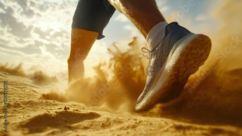 Runner's Feet in Sand, Dust...