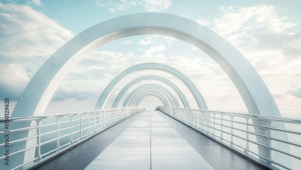 Fototapeta premium White Arched Bridge Leading to the Horizon