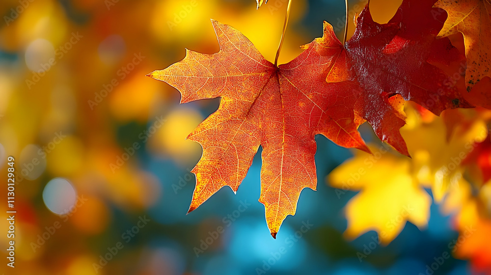 Fototapeta premium Autumn Leaves: Vibrant Colors, Nature's Beauty
