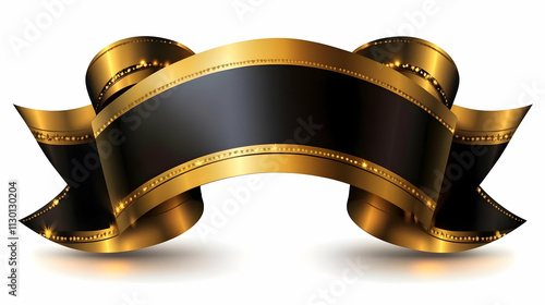 Elegant Black & Gold Ribbon...