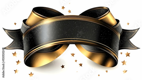 Elegant Black Gold Ribbon D...