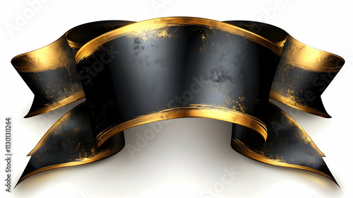 Elegant Black Gold Ribbon D...
