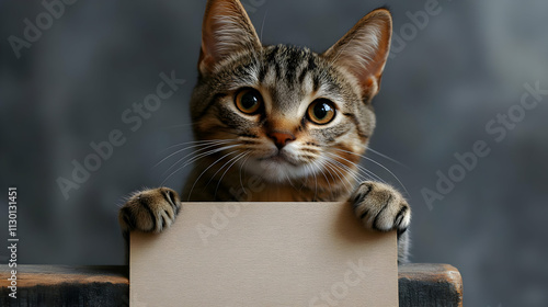 Adorable Kitten Holds Blank...