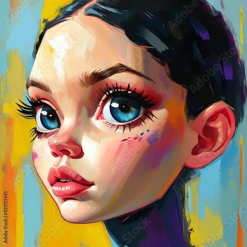 Bold and Expressive Abstract Face with Oversized Eyes