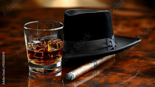 Whiskey, Ice, Cigar, and Fe...