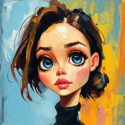 Mystical Abstract Face Illustration with Prominent Eyes