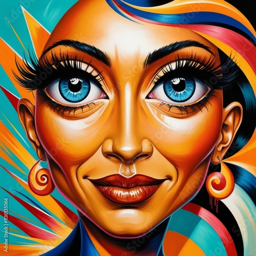 Colorful Abstract Portrait Highlighting Large Eyes