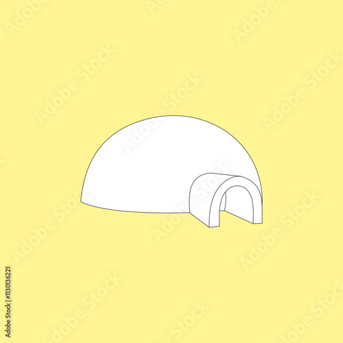 Igloo house vector illustration on yellow background. Winter shelter building