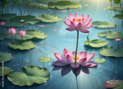 pink water lily