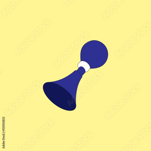 Blue bicycle air horn vector illustration on yellow background