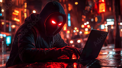 Cyberpunk Hacker Typing on ...