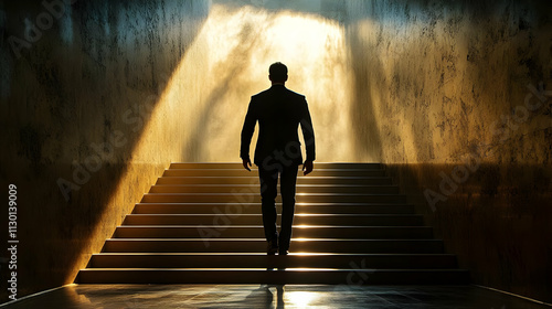 Man Ascends Steps Towards L...