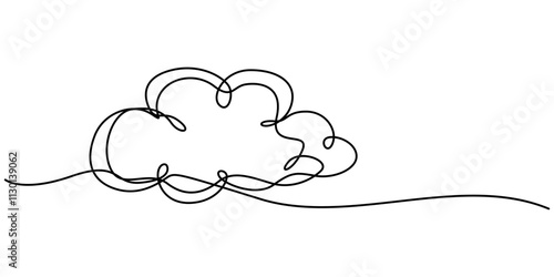 Clouds one continuous line drawing, Continuous one line drawing of cumulus cloud. Cloud in the sky single line vector illustration, Vector illustration drawn with one continuous line of clouds.