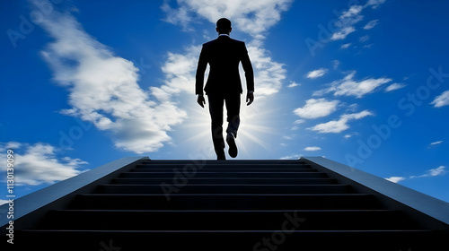 Man Ascends Steps Towards B...