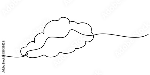 Clouds one continuous line drawing, Continuous one line drawing of cumulus cloud. Cloud in the sky single line vector illustration, Vector illustration drawn with one continuous line of clouds.