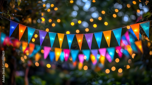 Colorful Party Flags Illumi...
