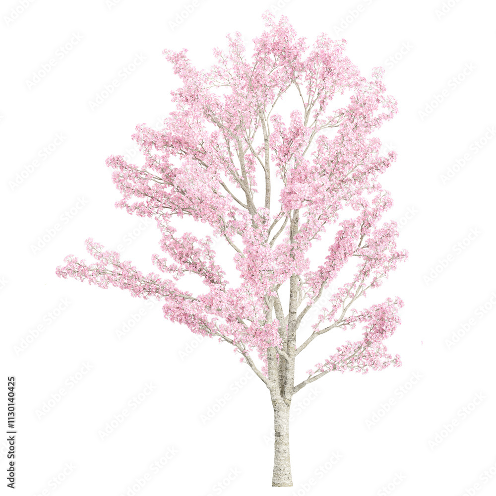 Obraz premium 3d illustration of Prunus 'Kanzan' tree isolated on transparent canvas