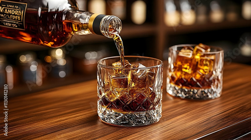 Pouring Whiskey: Ice Cubes ...