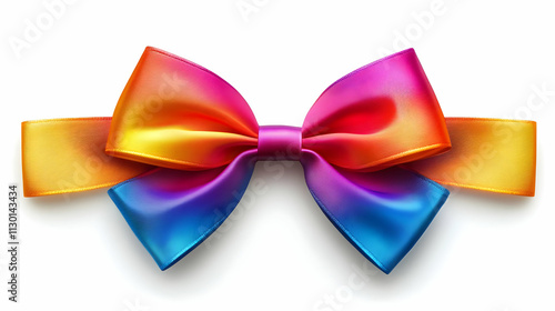 Vibrant Rainbow Ribbon Bow:...