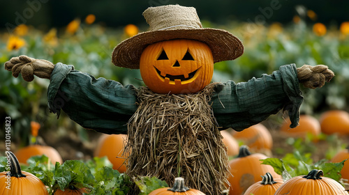 Pumpkin Scarecrow in Autumn...