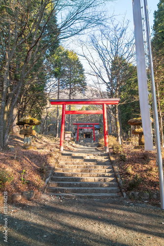 Kintoki Shrine in winter season in Hakone, Kanagawa, Japan photo