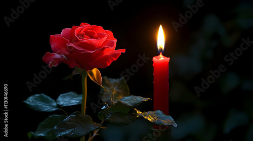Red Rose and Candle: Romanc...