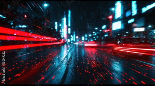 Night Drive in Neon City: A Cyberpunk Rainscape photo