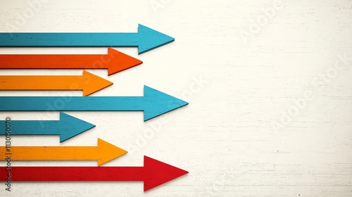 Colorful arrows pointing right on a textured background, symbolizing direction, growth, and progress.