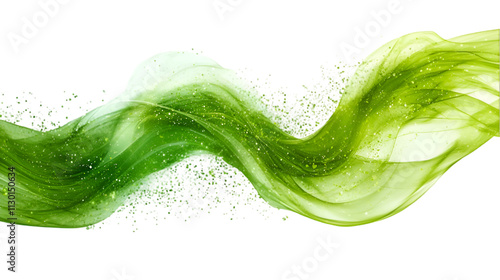 Vibrant Green Abstract Wave Texture with Fluid Motion and Organic Elegance