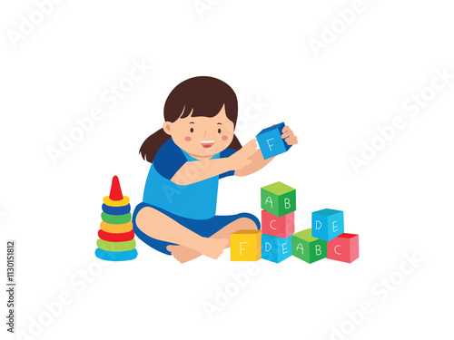 Children Playing with building blocks