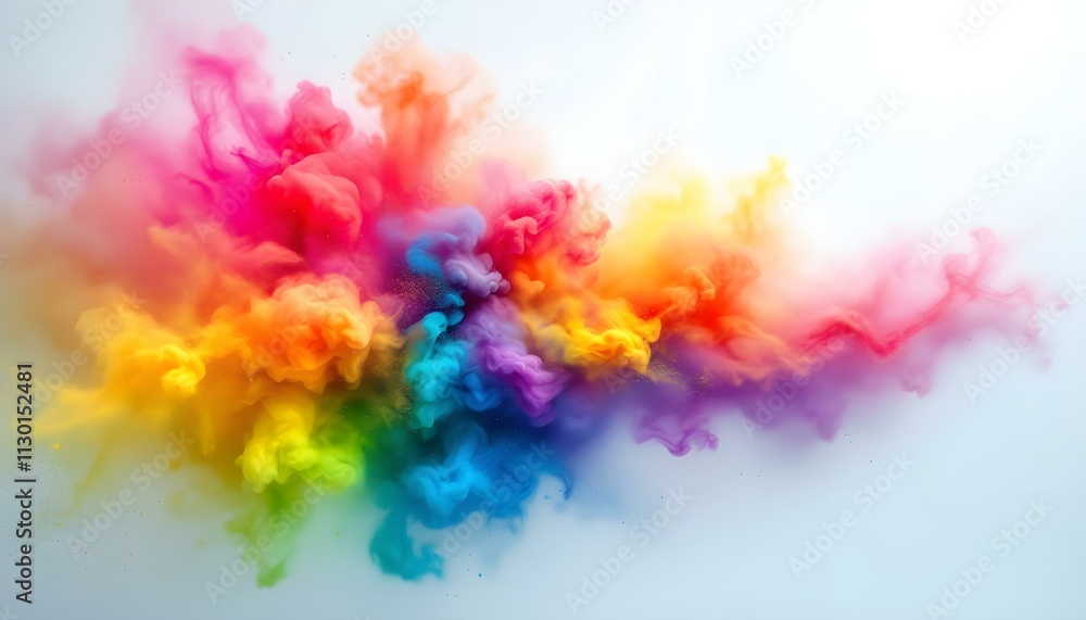 Fototapeta premium LGBT watercolor colorful abstract banner, smoke, and dust with rainbow colors, vibrant LGBTQ flag colors texture isolated on white background