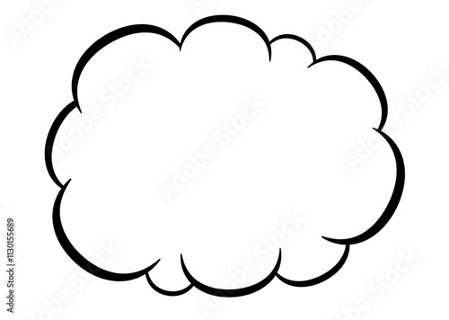 吹き出し＿シンプルなもくもく雲型＿白背景