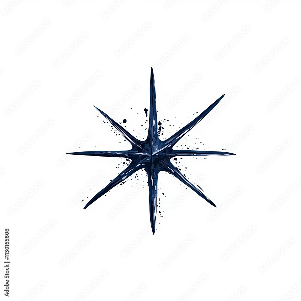 Fototapeta premium Artistic representation of a star shape with splashes of dark color on a plain background