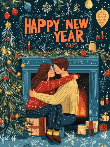 man with woman on christmas and new year