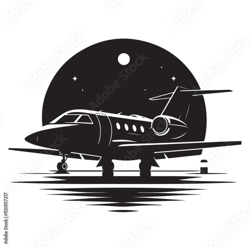 private jet Silhouette vector illustration