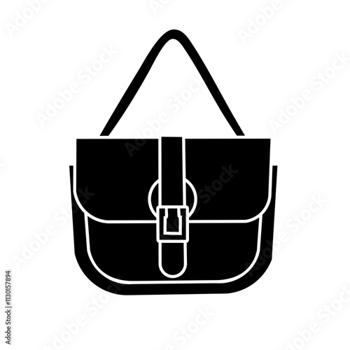 Black sling bag silhouette vector illustration, sathcel bag fashion silhouette clip art, fashionable bag icon isolated on white background
